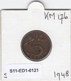 S11-ED1-0121 Nederland 5 cent 1948 VF+