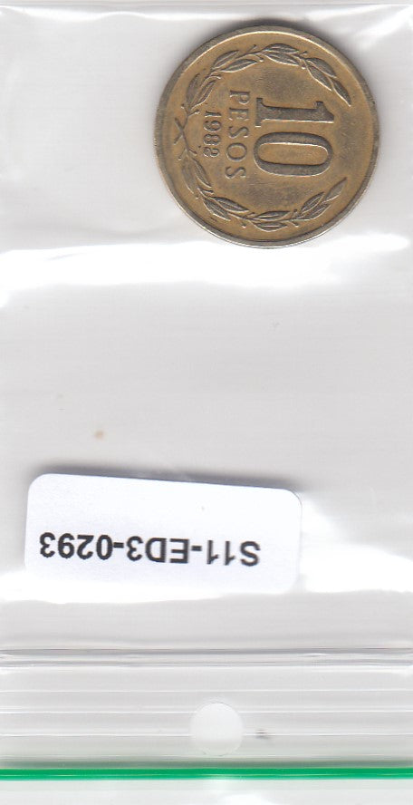 S11-ED3-0293 Chili 10 pesos 1981 VF KM218