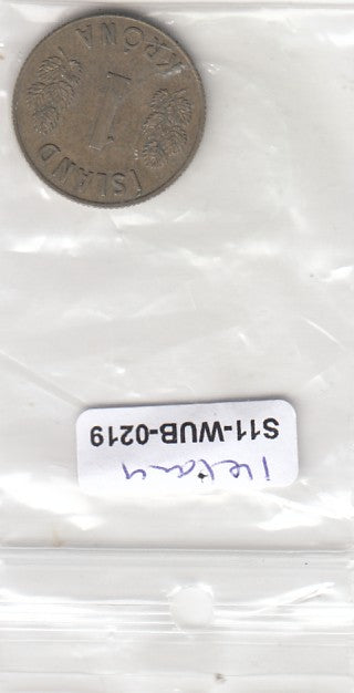 S11-WUB-0219 ICELAND 1 KRONA 1962 VF KM12A