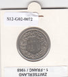 S12-G02-0072 Zwitserland 1 franc 1968 B VF KM24a
