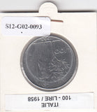 S12-G02-0093 Italië 100 lire 1958  FI/VF KM96.1