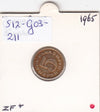 S12-G03-0211 Joegoslavië 5 para 1965  VF KM43