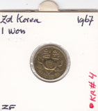 S12-G03-0316 Korea Zuid 1 won 1967  VF KM4