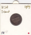 S12-G04-0007 USA 1 cent 1969 D VF KM201