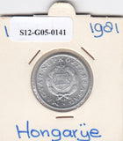 S12-G05-0141 Hongarije 1 forint 1981  XF KM575