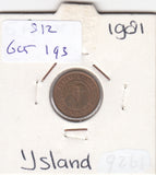 S12-G05-0193 Ijsland 5 aurar  1981  VF+ KM24