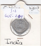 S12-G05-0209 India 5 piase 1968 Mumbai FI/VF KM18