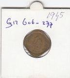 S12-G06-0277 India 1/2 anna 1944  VF- KM534b