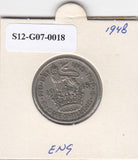 S12-G07-0018 Verenigd Koninkrijk 1 shilling 1948  VF KM# 863 Engels wapen, leeuw staat bovenop de kroon