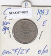 S12-G07-0022 Verenigd Koninkrijk 1 shilling 1953  VF KM# 890 English arms, three lions on crowned shield