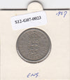 S12-G07-0023 Verenigd Koninkrijk 1 shilling 1957  VF KM# 904 English arms, three lions on crowned shield