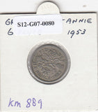 S12-G07-0080 Verenigd Koninkrijk 6 pence 1953  VF KM# 889