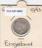 S12-G07-0093 Verenigd Koninkrijk 6 pence 1943  VF KM# 852 ZILVER