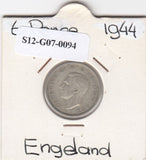 S12-G07-0094 Verenigd Koninkrijk 6 pence 1944  VF KM# 852 ZILVER