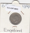 S12-G07-0095 Verenigd Koninkrijk 6 pence 1947  VF KM# 862
