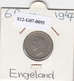 S12-G07-0095 Verenigd Koninkrijk 6 pence 1947  VF KM# 862