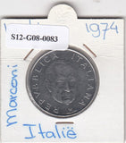 S12-G08-0083 Italië 100 lire 1974  VF KM102 marconi