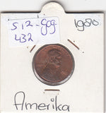 S12-G09-0432 Verenigde Staten 1 cent 1980  KM# 201 XF Lincoln Cent
