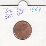 S12-G09-0507 Verenigde Staten 1 cent 1989  KM# 201b UNC Lincoln Cent