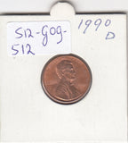 S12-G09-0512 Verenigde Staten 1 cent 1990 D KM# 201b UNC Lincoln Cent