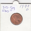 S12-G09-0530 Verenigde Staten 1 cent 1992 D KM# 201b UNC Lincoln Cent