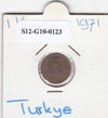 S12-G10-0123 Turkije 1 kurus 1971   VF KM895a