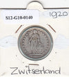 S12-G10-0140 Switzerland 1 franc 1920  VF KM# 24 zilver
