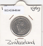 S12-G10-0144 Switzerland 1 franc 1969  XF KM# 24a