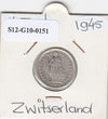 S12-G10-0151 Switzerland 1/2 franc 1945  VF KM# 23 zilver