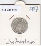 S12-G10-0154 Switzerland 1/2 franc 1957  VF KM# 23 zilver