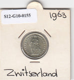 S12-G10-0155 Switzerland 1/2 franc 1963  XF KM# 23 zilver