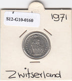S12-G10-0160 Switzerland 1/2 franc 1971  XF KM# 23a