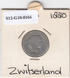S12-G10-0166 Switzerland 10 rappen 1880  FI/VF KM# 27