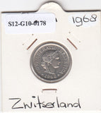 S12-G10-0178 Switzerland 10 rappen 1968  VF KM# 27