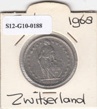 S12-G10-0188 Switzerland 2 francs 1968 B VF KM# 21a