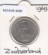 S12-G10-0189 Switzerland 2 francs 1969  VF KM# 21a