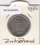 S12-G10-0191 Switzerland 2 francs 1972  VF KM# 21a