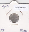 S12-G11-0197 Antillen 1/10 gulden 1963  VF KM3 zilver