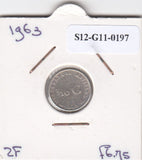 S12-G11-0197 Antillen 1/10 gulden 1963  VF KM3 zilver