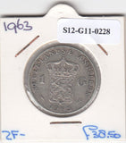 S12-G11-0228 Antillen 1 gulden 1963  VF KM2 zilver