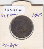 S12-G12-0122 Verenigd Koninkrijk ½ penny 1943  VF KM# 844