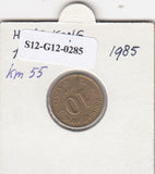 S12-G12-0285 Hong Kong 10 cent 1985  VF KM55