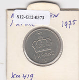 S12-G12-0373 Noorwegen 1 krone 1975  VF+ KM419