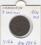 S12-G12-0410 Frankrijk 5 centimes 1854 MA VF KM777