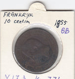 S12-G12-0413 Frankrijk 10 centimes 1855 BB FI/VF KM771
