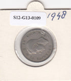 S12-G13-0109 Verenigd Koninkrijk 1 shilling 1948  VF KM# 863 Engels wapen, leeuw staat bovenop de kroon