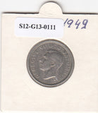 S12-G13-0111 Verenigd Koninkrijk 1 shilling 1949  VF KM# 876 Engels wapen, leeuw staat bovenop de kroon