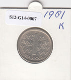 S12-G14-0007 Finland 1 markka 1981 K VF KM49a