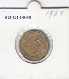 S12-G14-0058 Finland 20 pennia 1963 S VF KM47