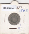 S12-G14-0146 België 5 centimes 1863   FI/VF KM21 belges